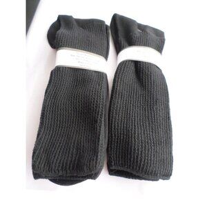 2 Pair Mens Over Calf Diabetic Sock 100% Cotton 12-14 XL Made in USA Black